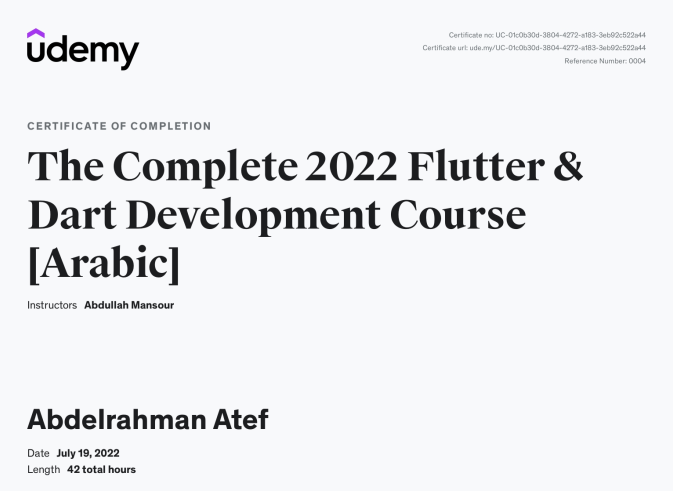 flutter certificate
